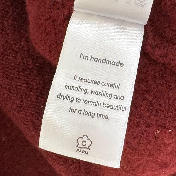 Farm Rio Burgundy Rainbow Dots Balloon Sleeve Open Cardigan Colorful Pom Poms - Picture 5 of 8